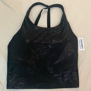 Old navy black shimmer cropped active top
